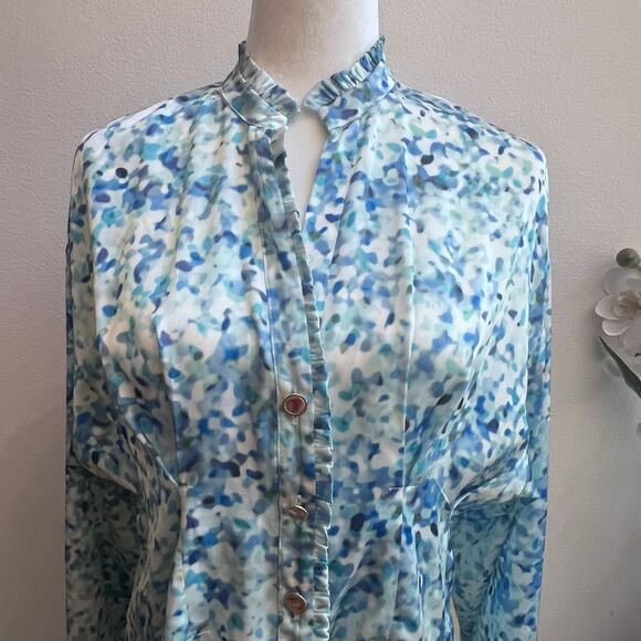 Zara Mini Satin Multicolor Button Down  Dress Large Long Sleeve Women's Size Lg - Picture 5 of 7